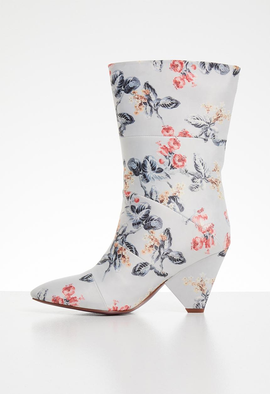 Plum - Floral print boot - light grey