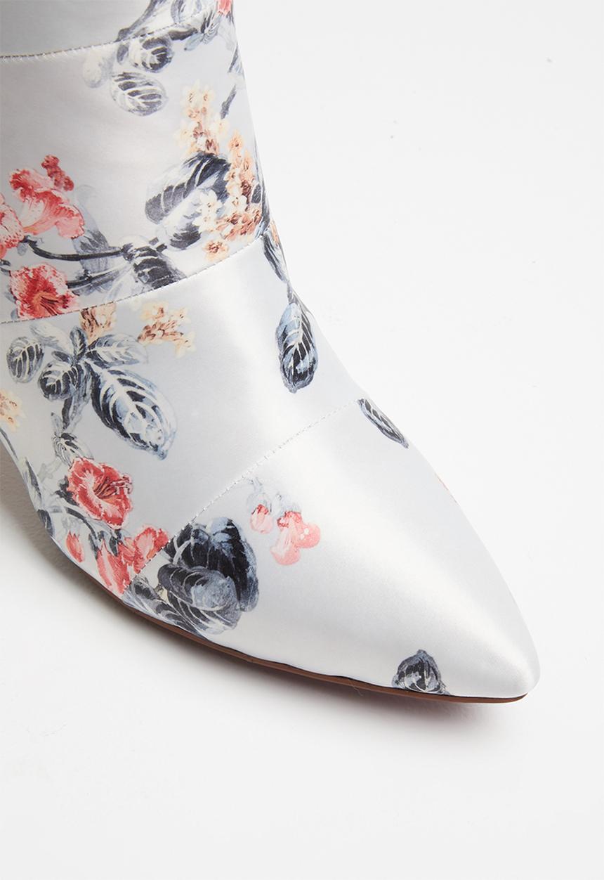 Plum - Floral print boot - light grey