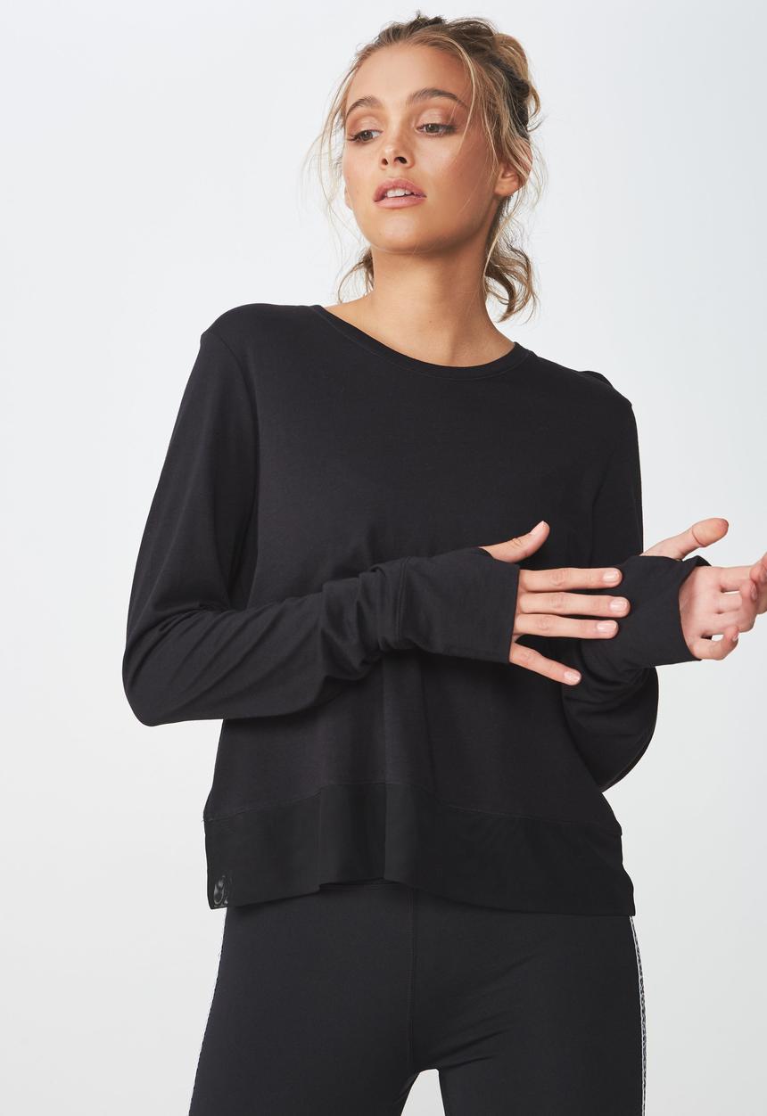 Cotton On - Cross back long sleeve top  - black