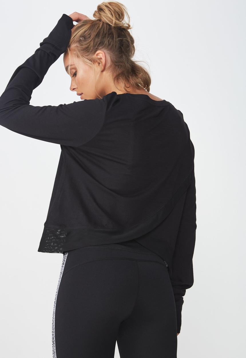 Cotton On - Cross back long sleeve top  - black