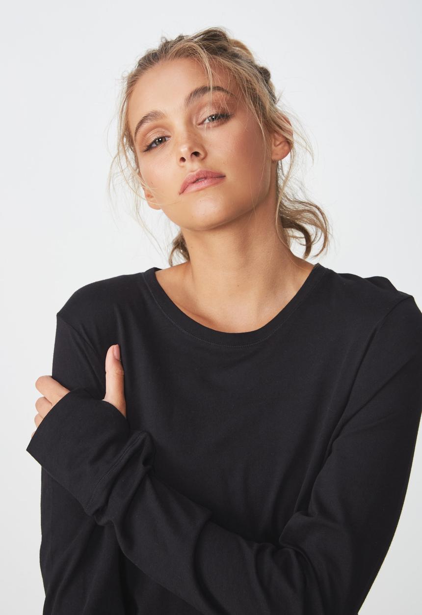 Cotton On - Cross back long sleeve top  - black