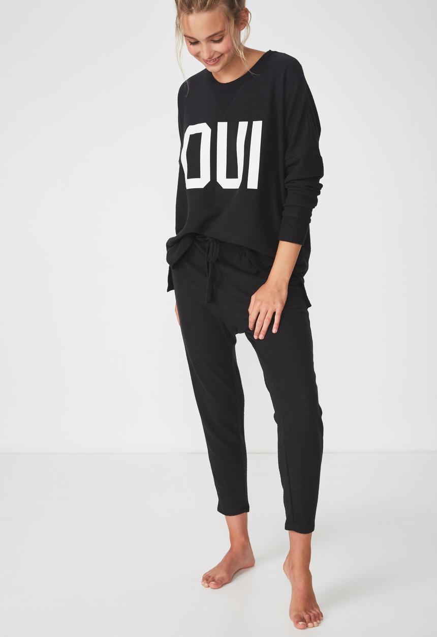 Cotton On - Supersoft drop crotch pant  - black