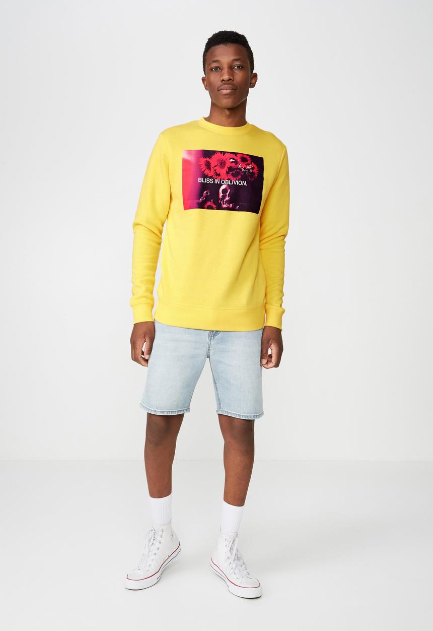 Cotton On - Bliss in oblivion crew fleece -  yellow
