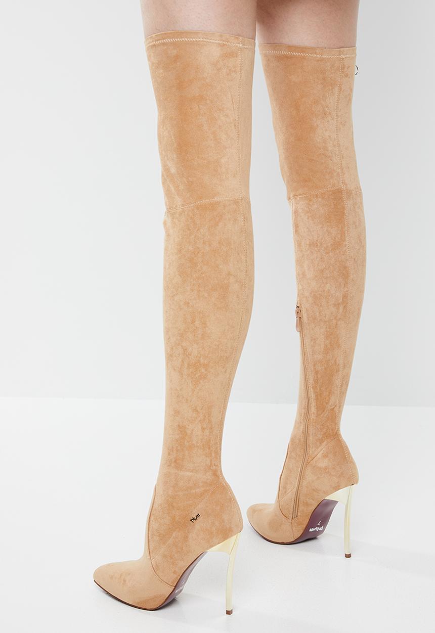 Plum - Thigh high boot  - brown