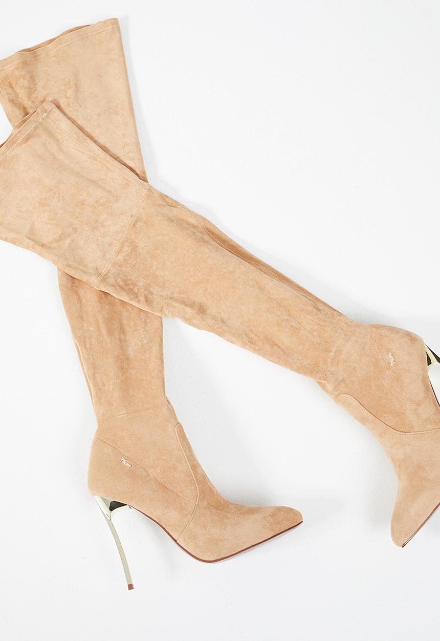 Plum - Thigh high boot  - brown
