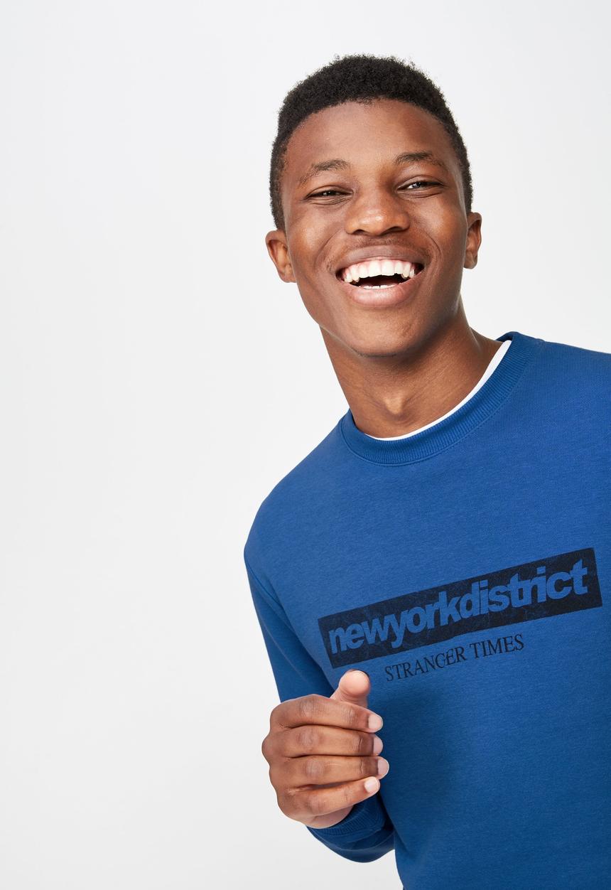Cotton On - Ny district crew fleece - blue