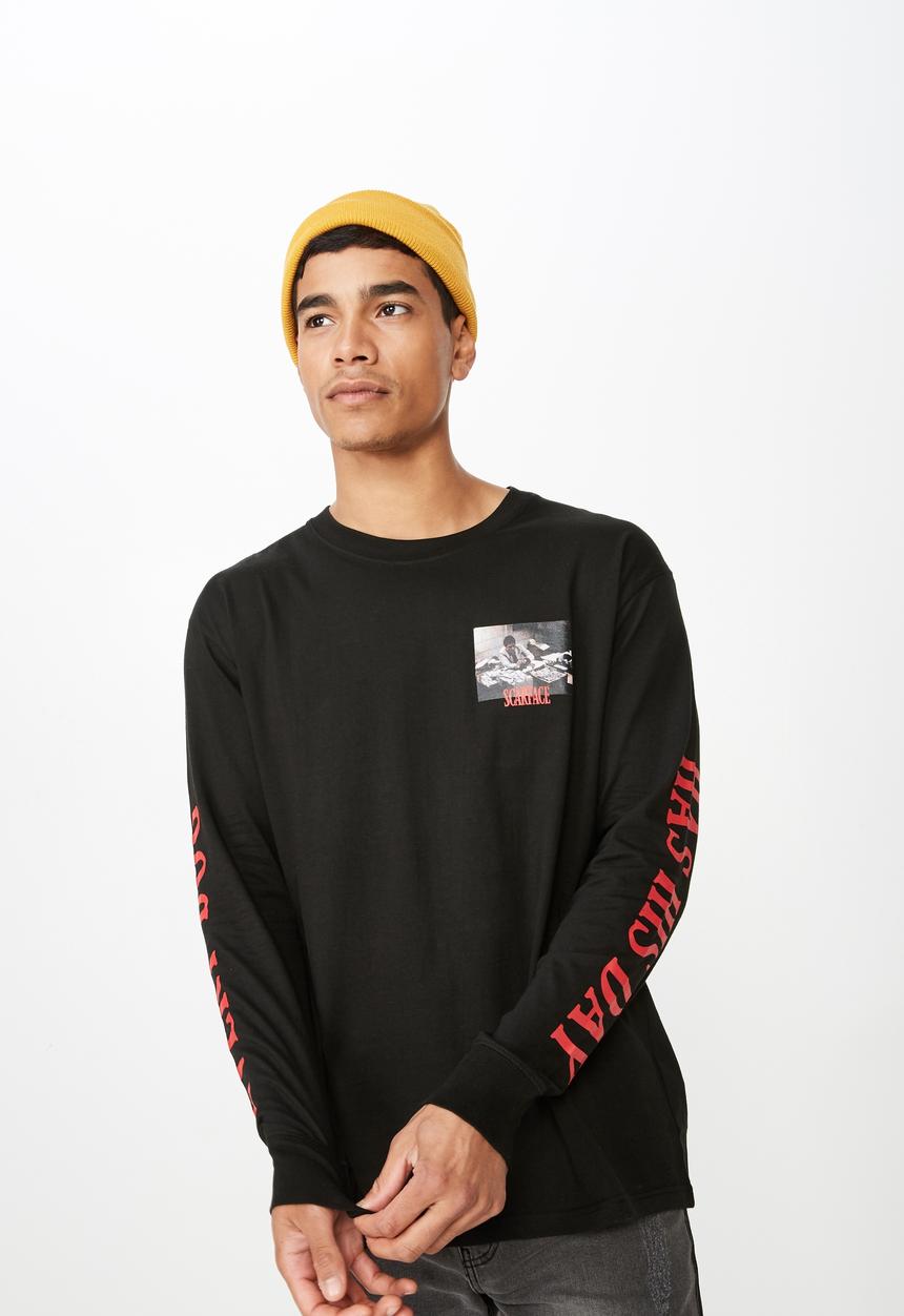 Cotton On - Scarface the money tbar collaboration long sleeve tee - black