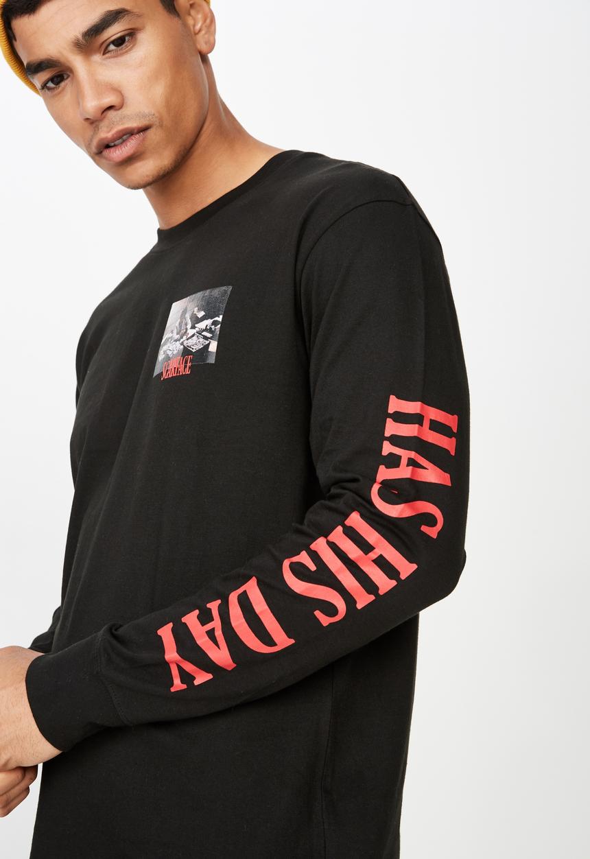 Cotton On - Scarface the money tbar collaboration long sleeve tee - black