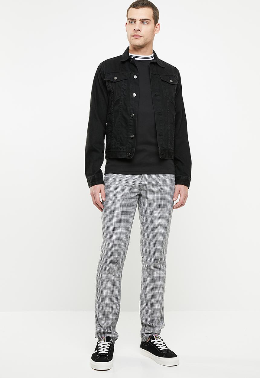 Superbalist - Slim fit check chino - black & grey