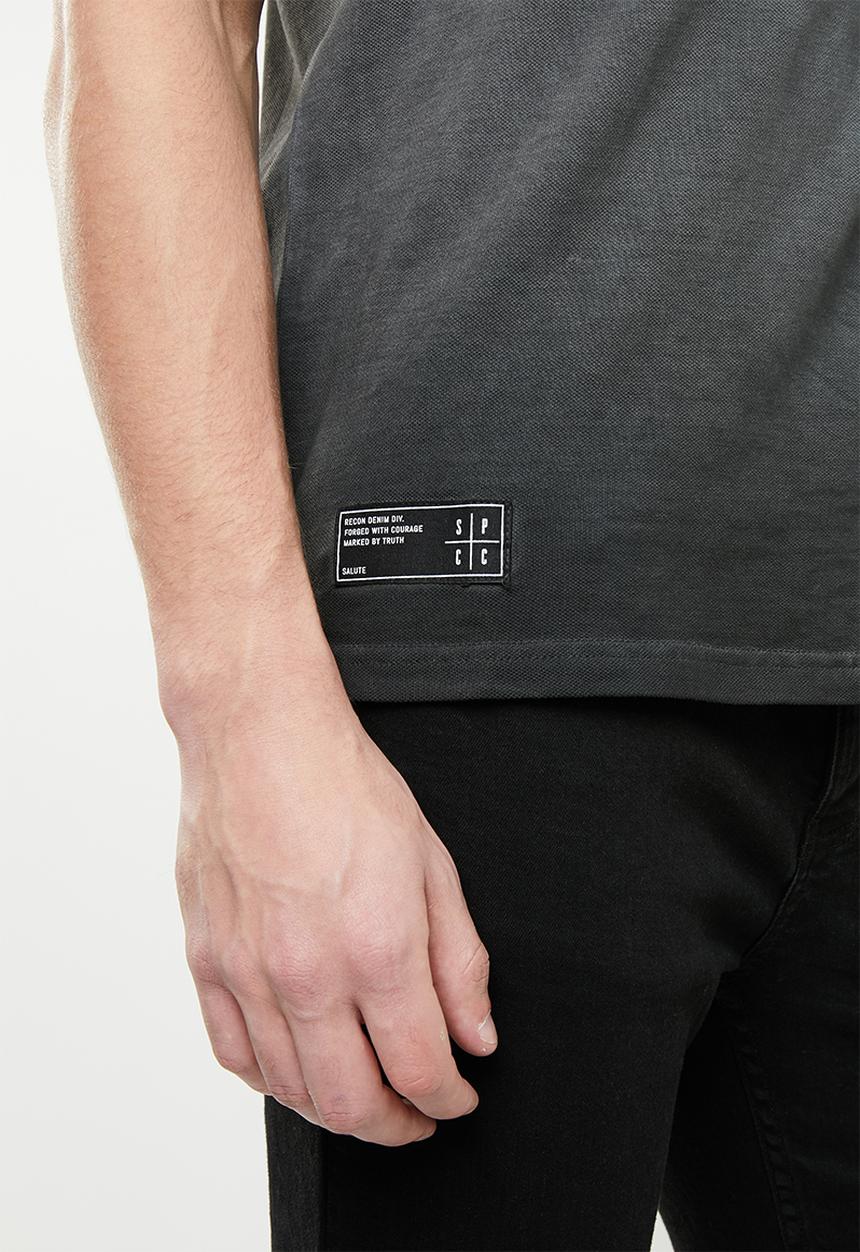 S.P.C.C - Reverse dirty dye pique golfer - black