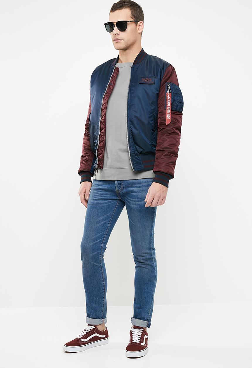 Alpha Industries - Ma-1 varsity reversable jacket - navy & burgundy
