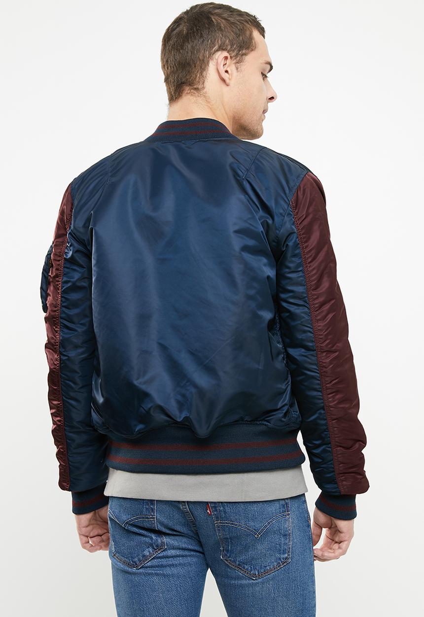 Alpha Industries - Ma-1 varsity reversable jacket - navy & burgundy