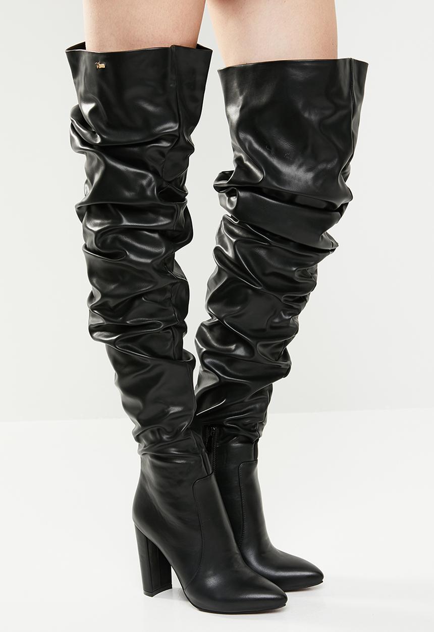 Plum - Kelly over the knee boot - black