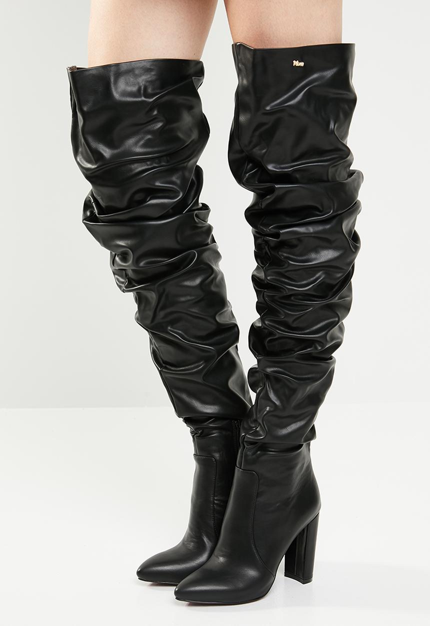 Plum - Kelly over the knee boot - black