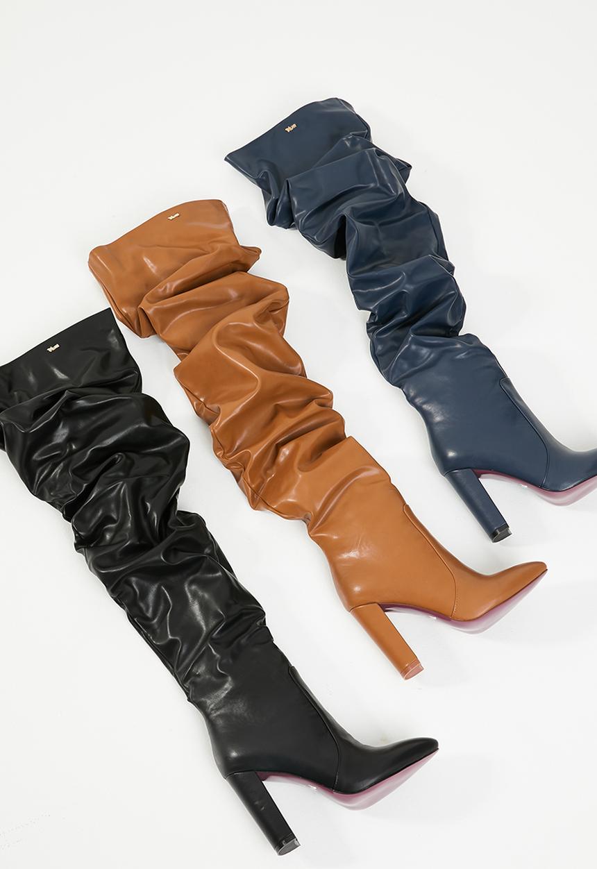 Plum - Kelly over the knee boot - black