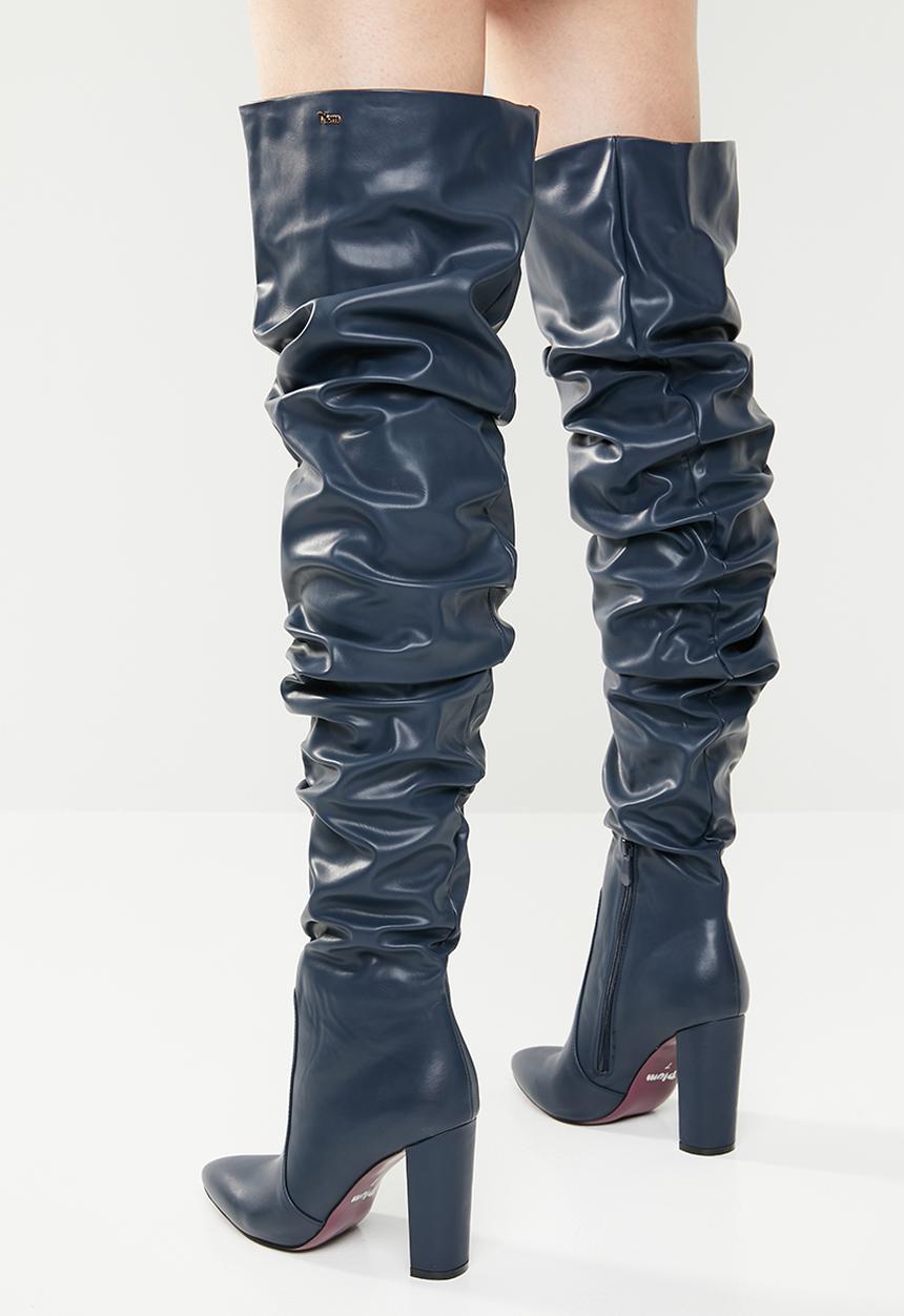 Plum - Kelly over the knee boot - navy