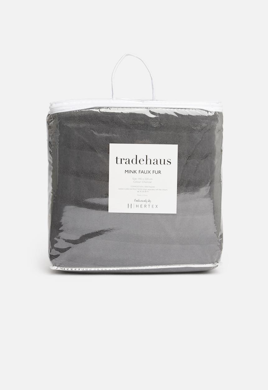 Hertex Haus - Mink faux fur throw - charcoal