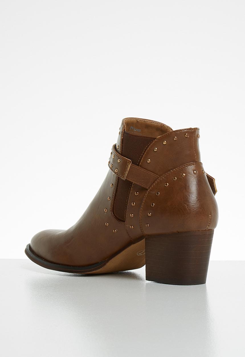 Plum - Studded ankle boot - brown