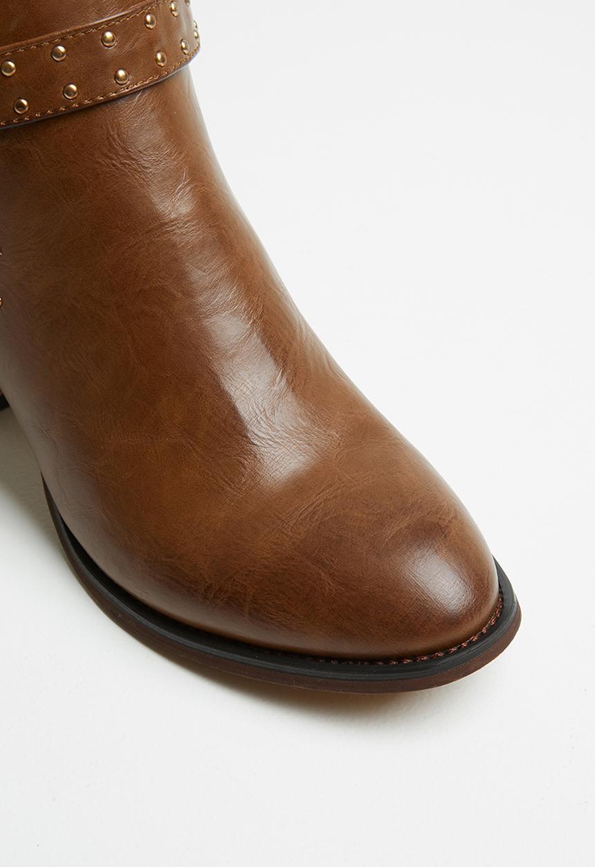 Plum - Studded ankle boot - brown