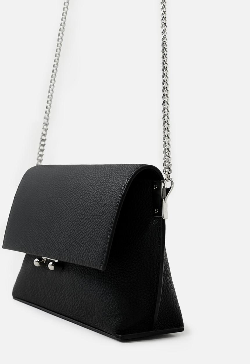 MANGO - Pebbled chain bag - black
