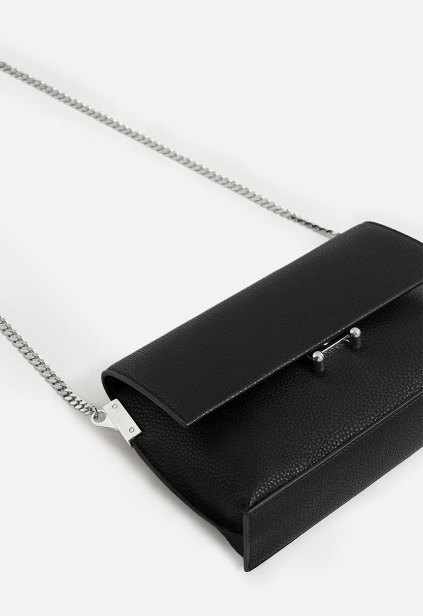 MANGO - Pebbled chain bag - black