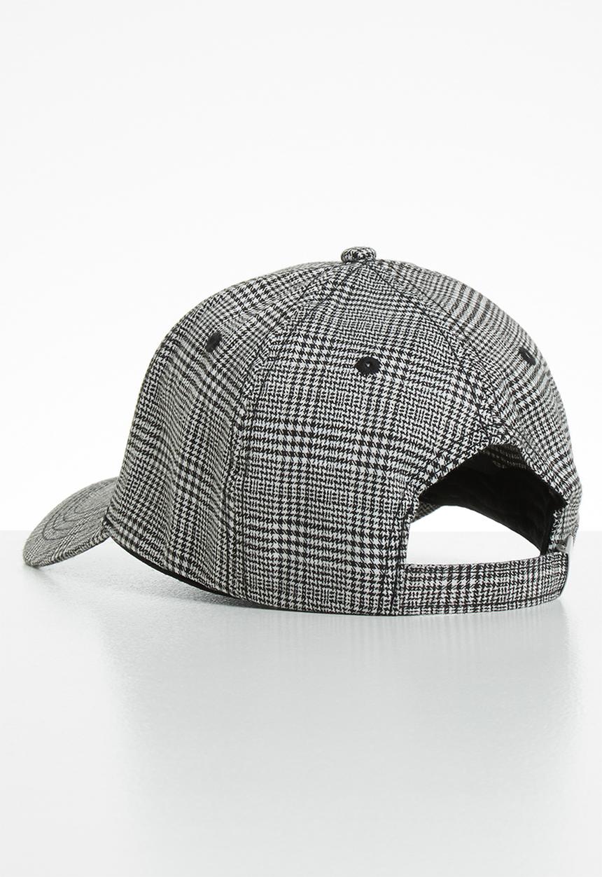 Jack & Jones - Pinstripe baseball cap -white & black 
