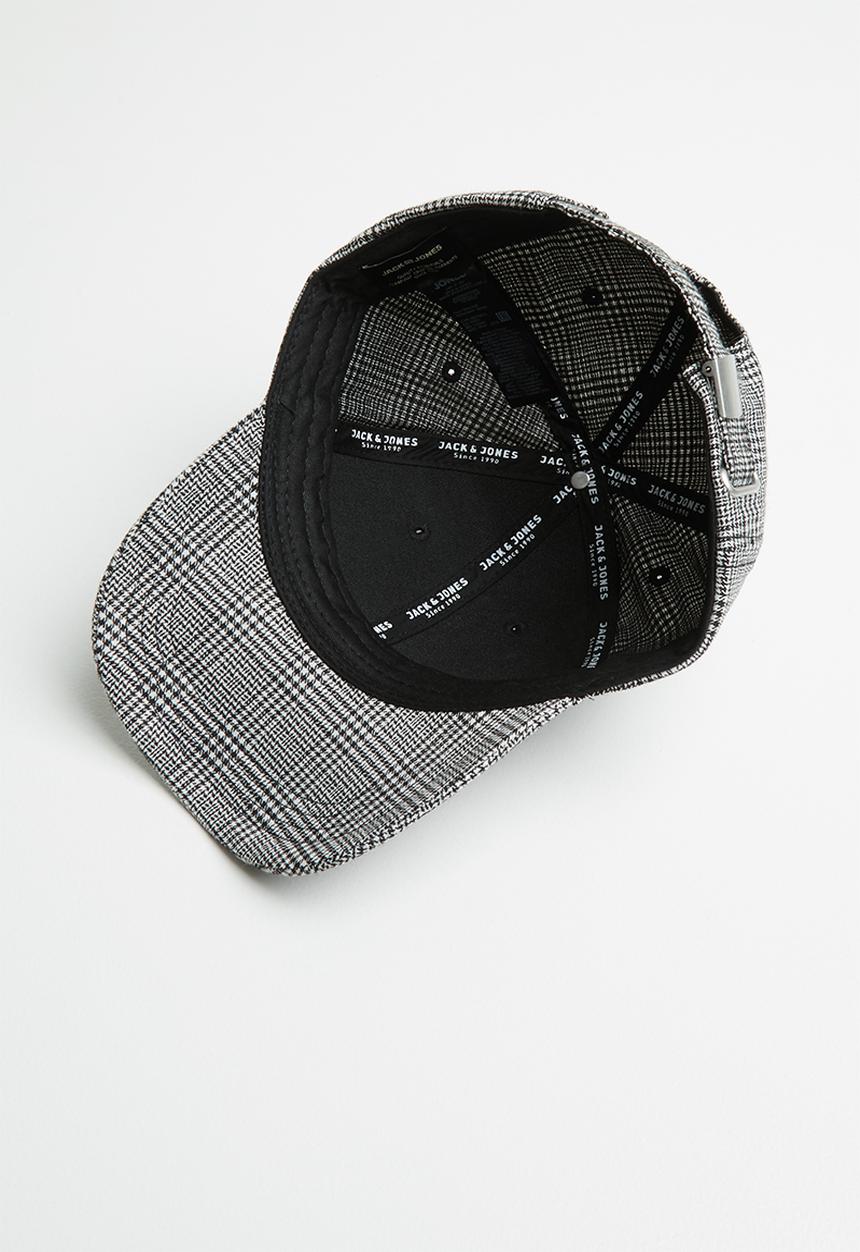 Jack & Jones - Pinstripe baseball cap -white & black 