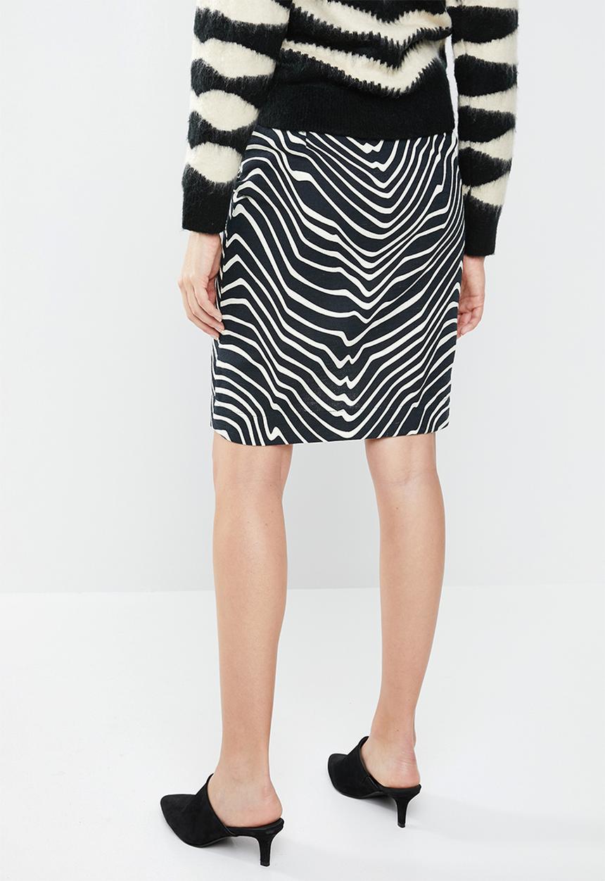 MANGO - Zebra ruffle skirt - black