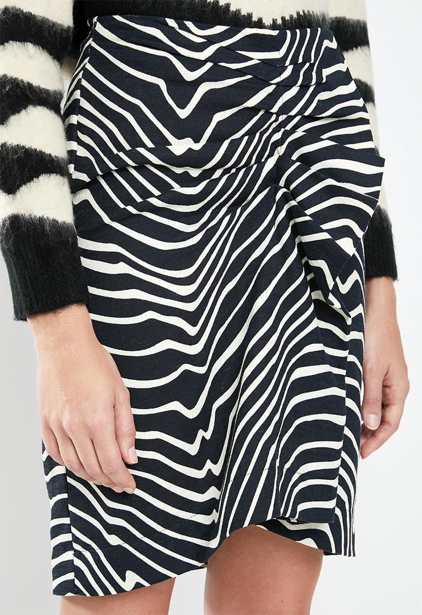 MANGO - Zebra ruffle skirt - black