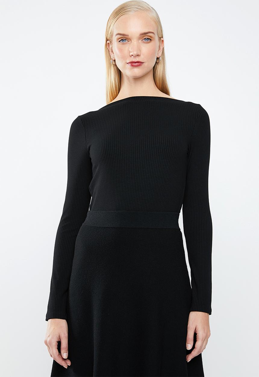 MANGO - Ribbed T-shirt - black