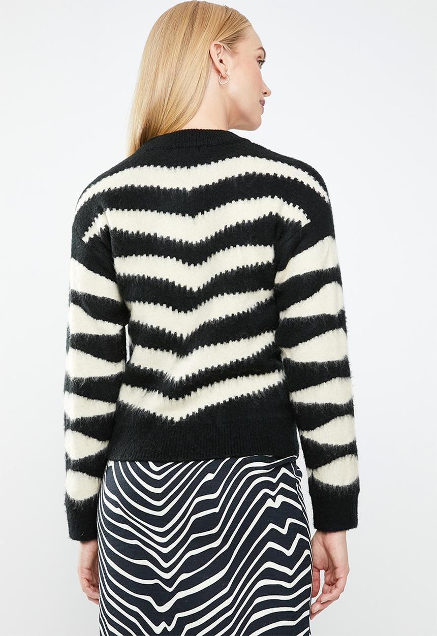 MANGO - Zebra textured knit - black