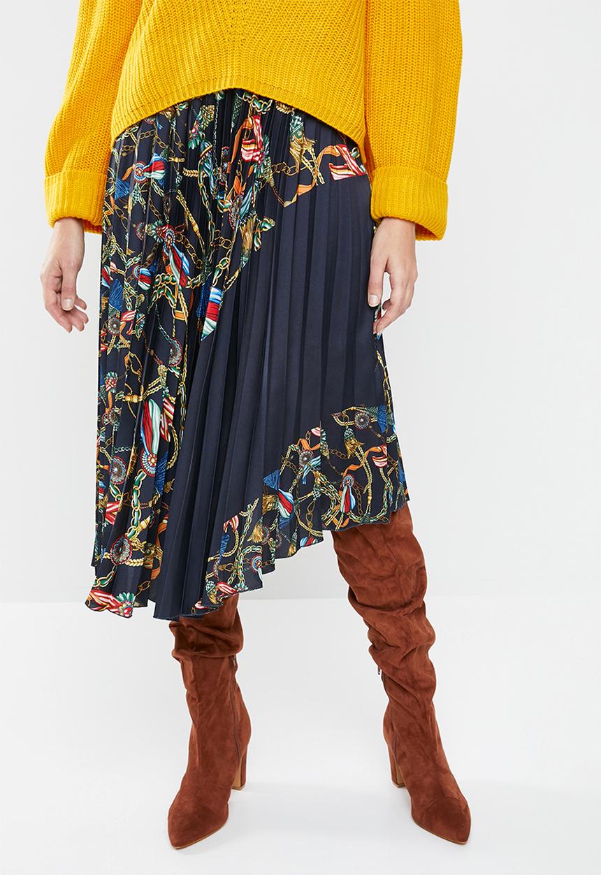 MANGO - Scarf printed pleat skirt - multi