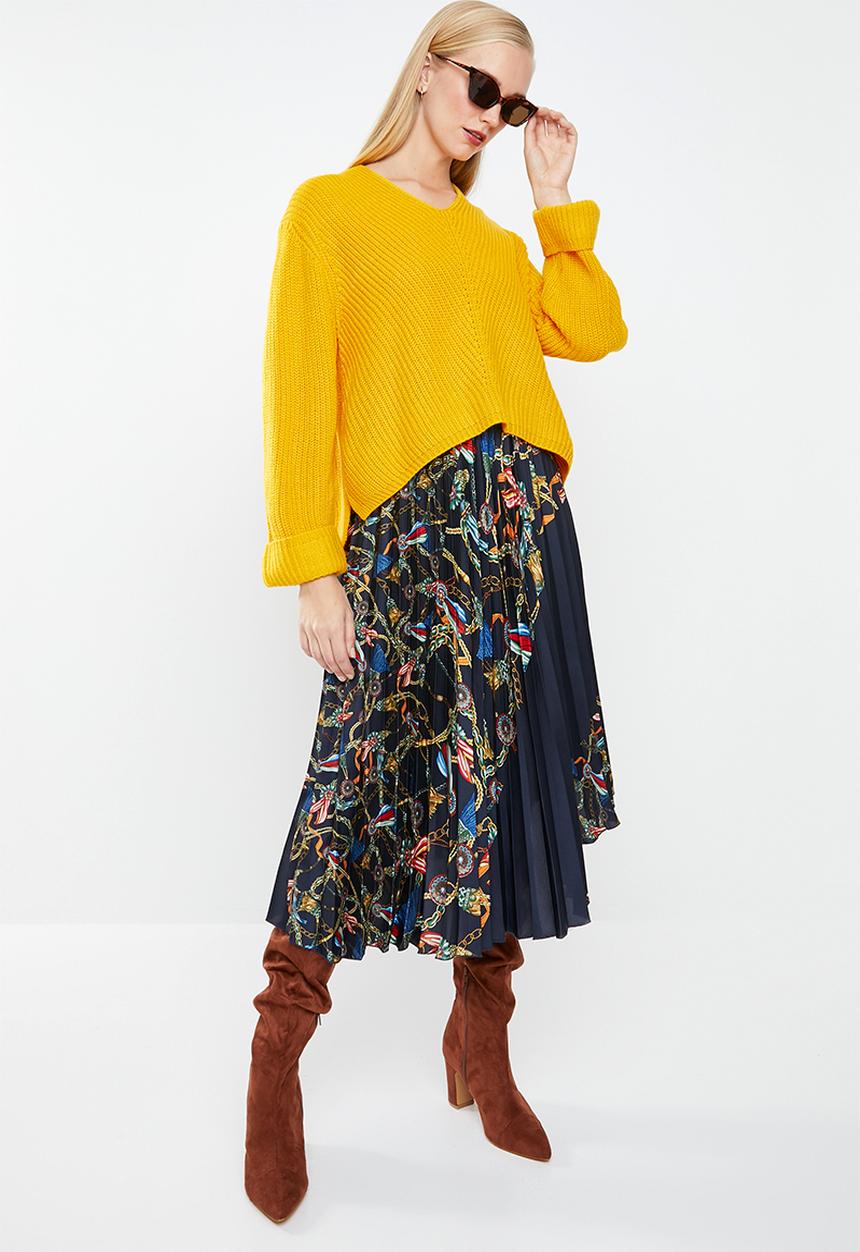 MANGO - Scarf printed pleat skirt - multi