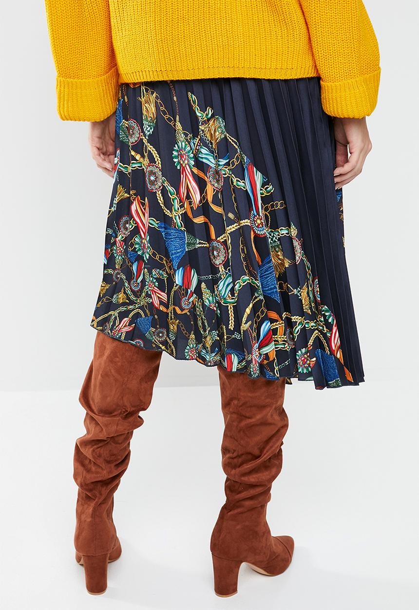MANGO - Scarf printed pleat skirt - multi