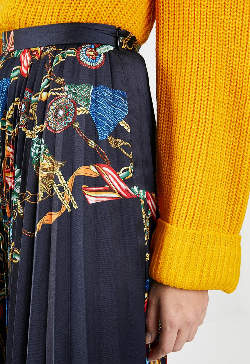 MANGO - Scarf printed pleat skirt - multi