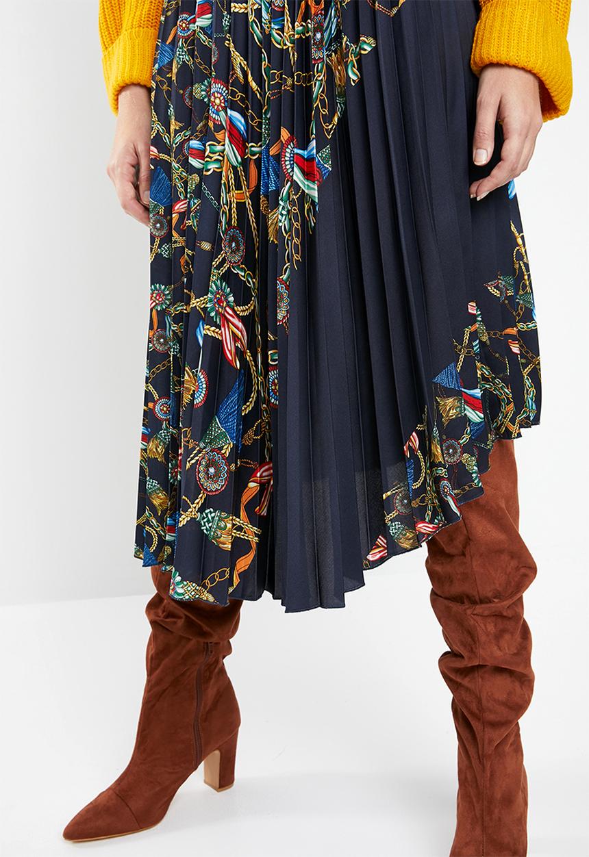 MANGO - Scarf printed pleat skirt - multi