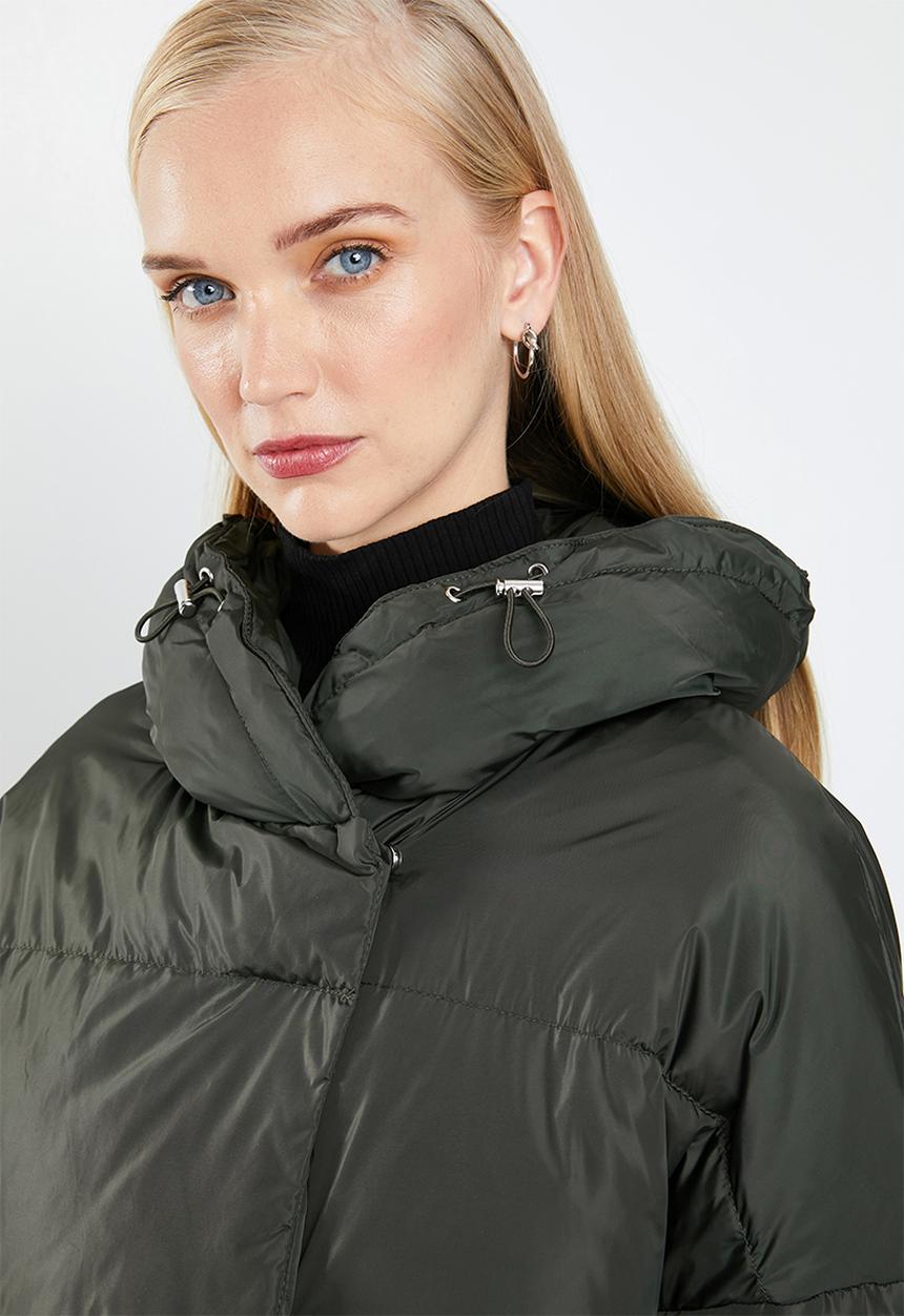 MANGO - Quilted oversized puffer - green