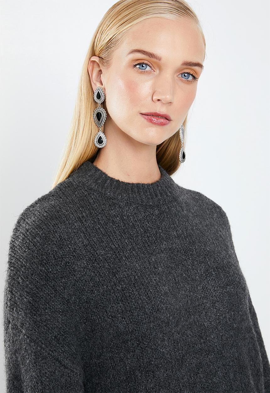 MANGO - Long line knit - grey