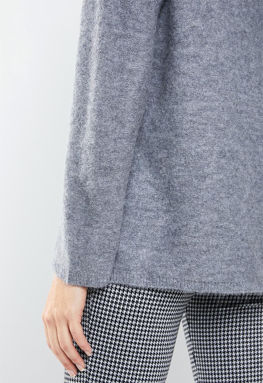 MANGO - Wool blend V-neck knit - grey