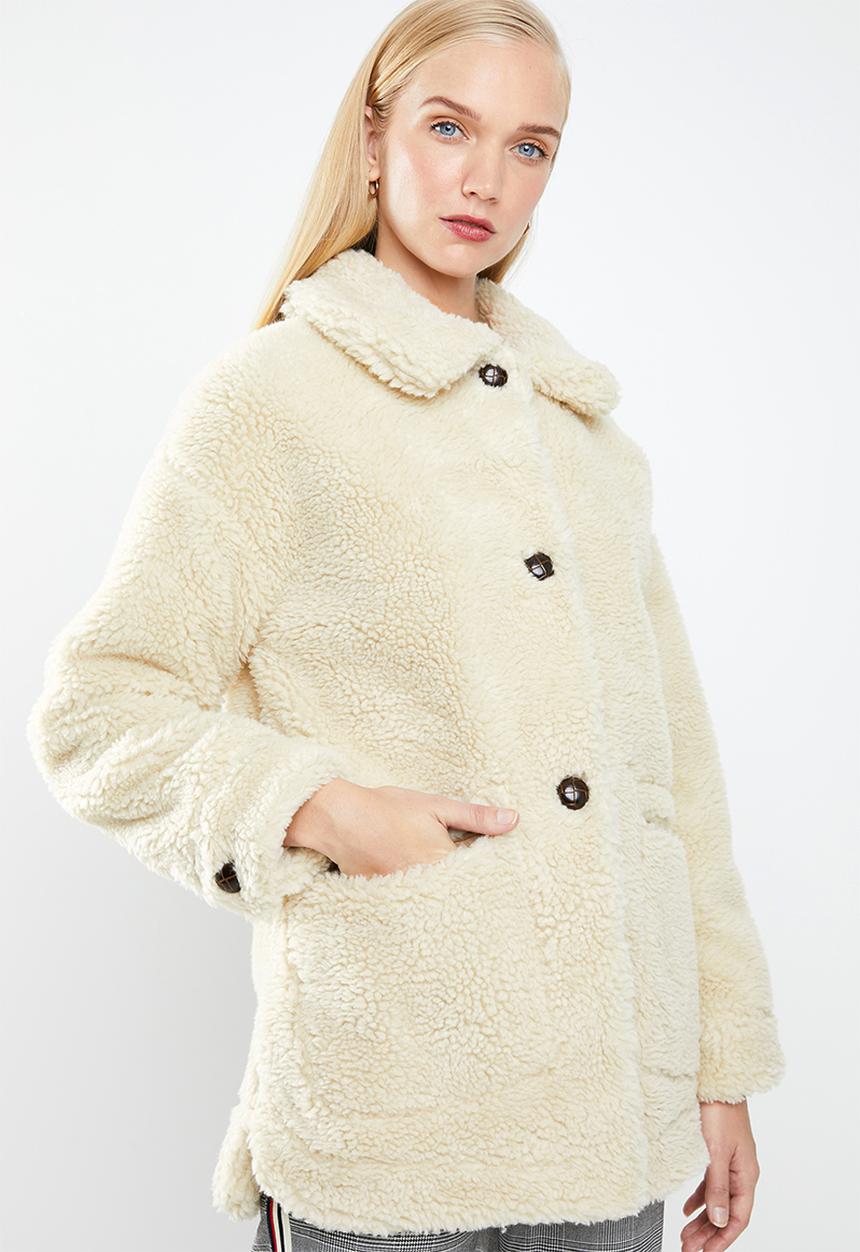 MANGO - Teddy coat - cream