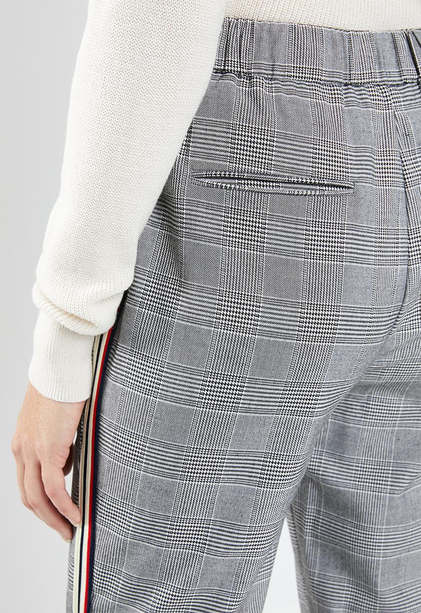 MANGO - Contrast trim checked trouser - grey & black 