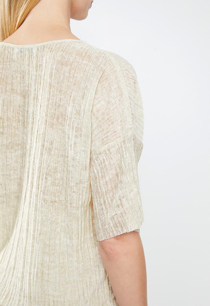 MANGO - Textured flowy T-shirt - beige