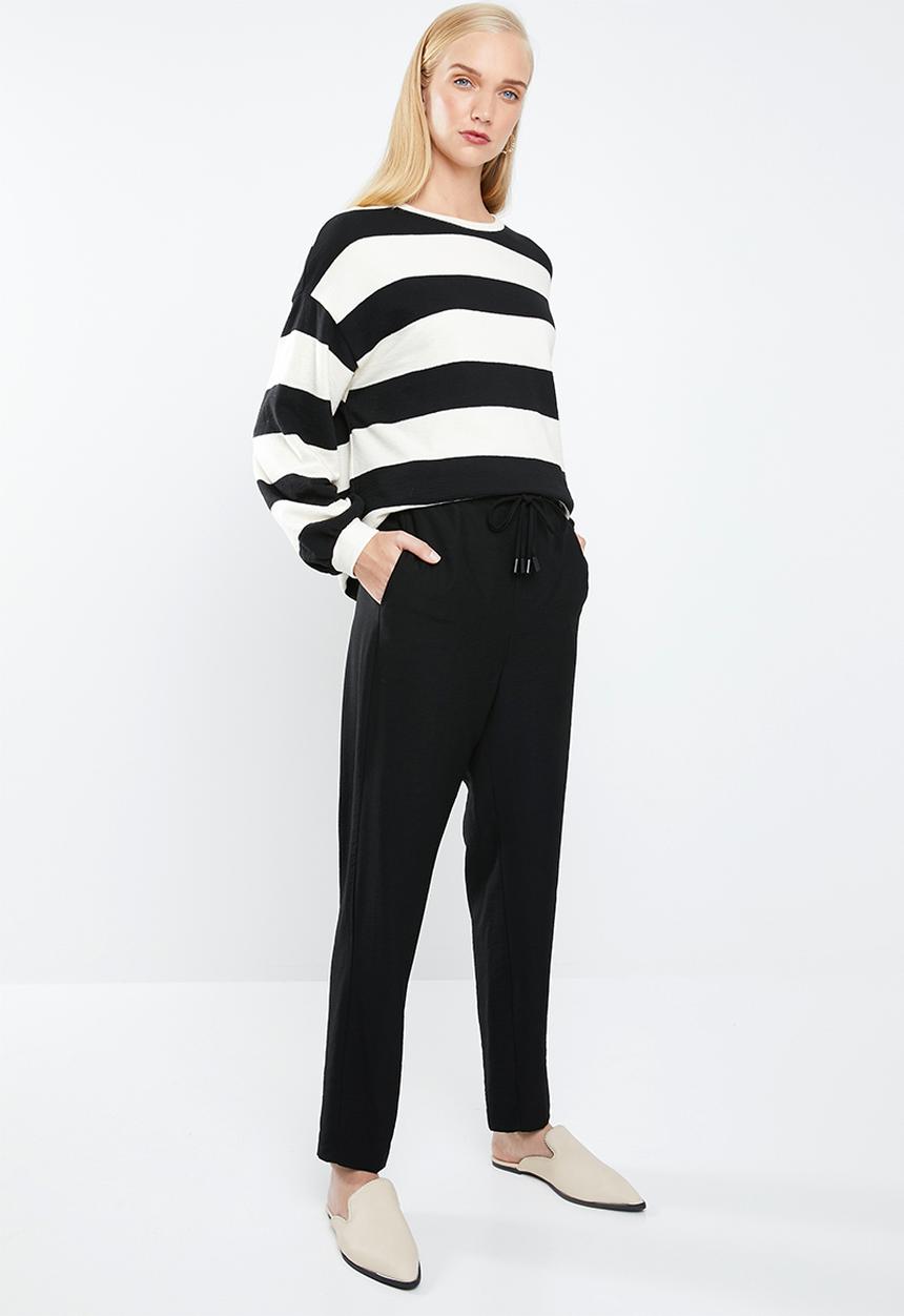 MANGO - Textured baggy trousers - black