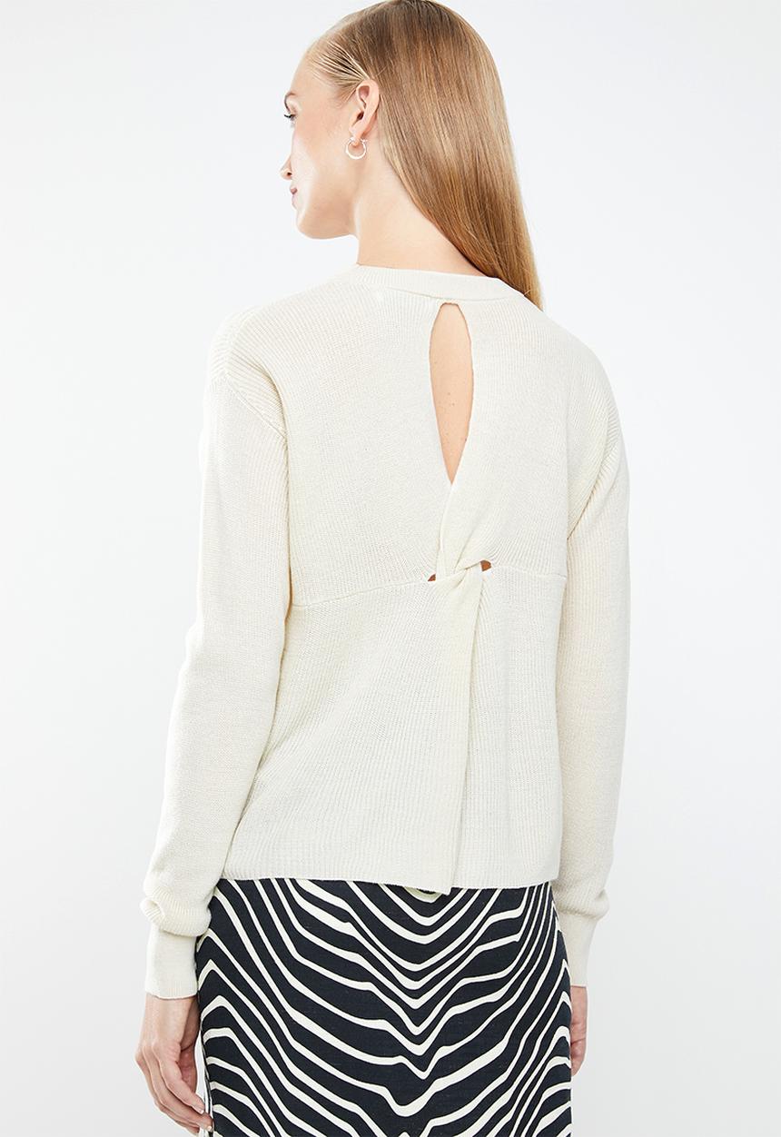 MANGO - Back vent knit - cream