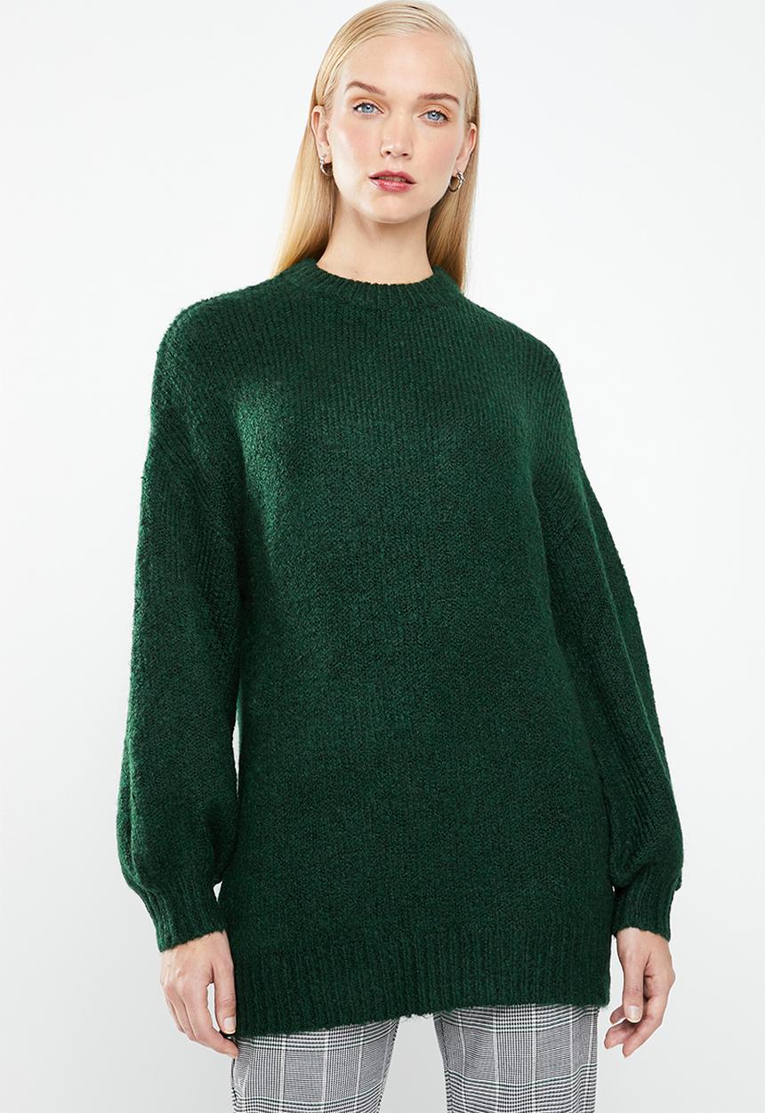 MANGO - Long line knit - green
