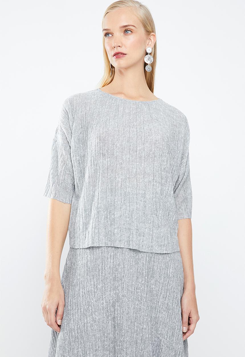 MANGO - Textured flowy T-shirt - grey