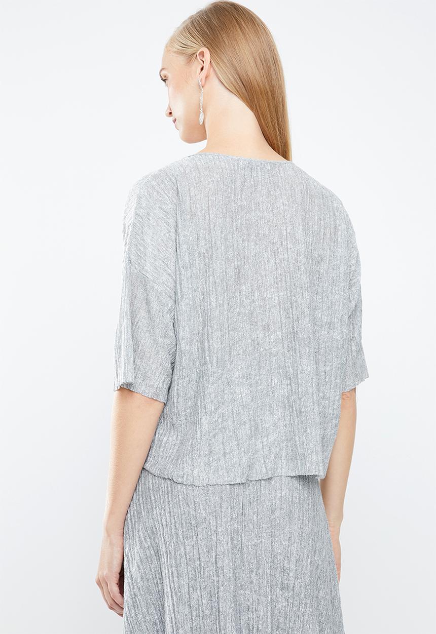 MANGO - Textured flowy T-shirt - grey