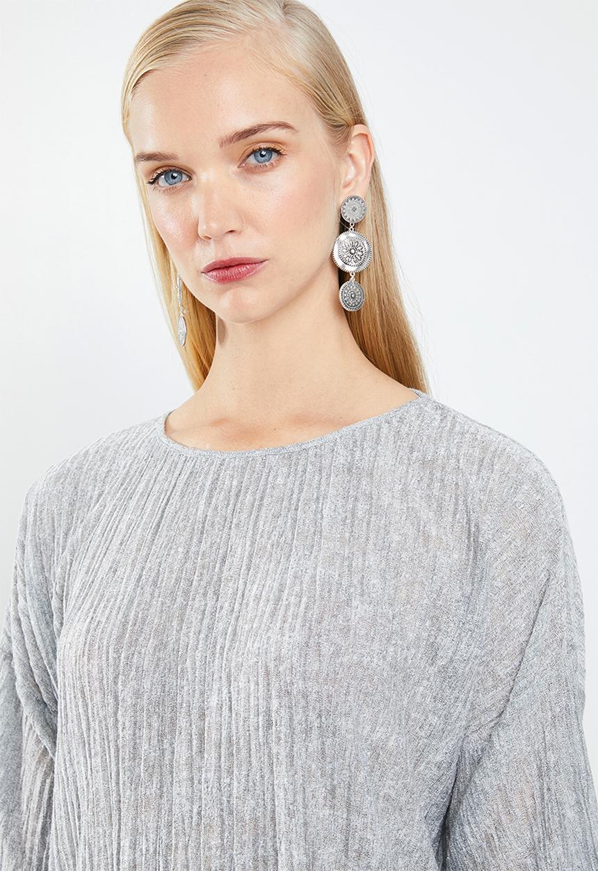 MANGO - Textured flowy T-shirt - grey