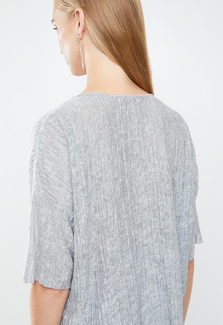 MANGO - Textured flowy T-shirt - grey