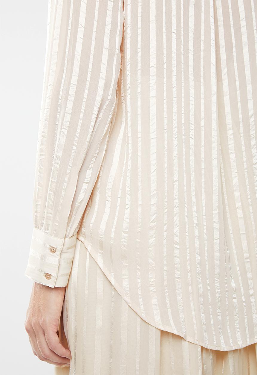 MANGO - Satin finish self stripe shirt - neutral
